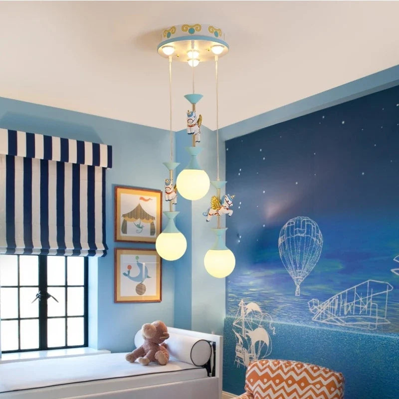 Afralia™ Modern Kids' Room LED Chandelier - Minimalist Carousel Design for Boys and Girls