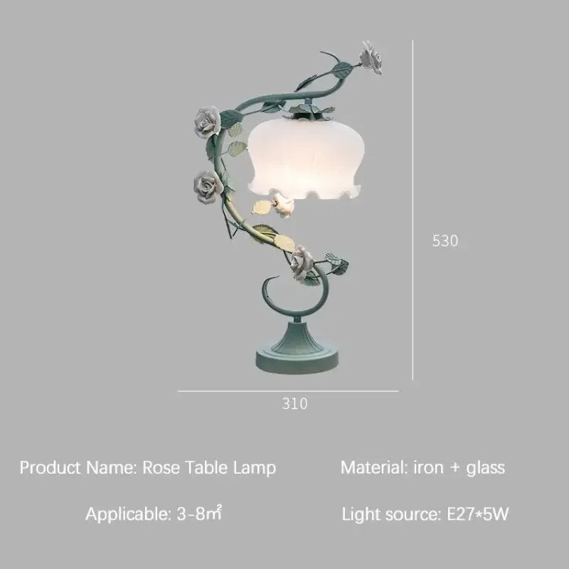 Afralia™ Romantic Glass Flower Table Lamp for Bedroom Study Room Decor