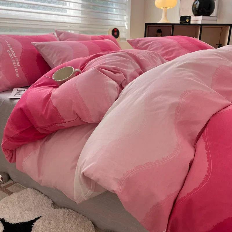 Afralia™ Luxury Striped Cotton Bedding Set for Double Bed