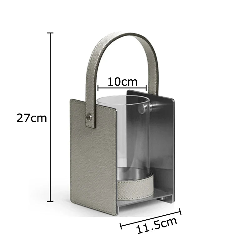 Afralia™ Leather Glass Vase Plant Pot Artificial Flowers Floral Room Decor