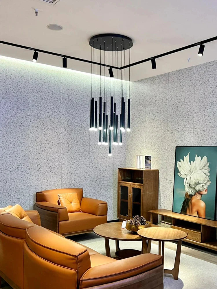 Afralia™ Modern Loft LED Chandelier for Staircase & Living Room, Luxury Ceiling Lighting