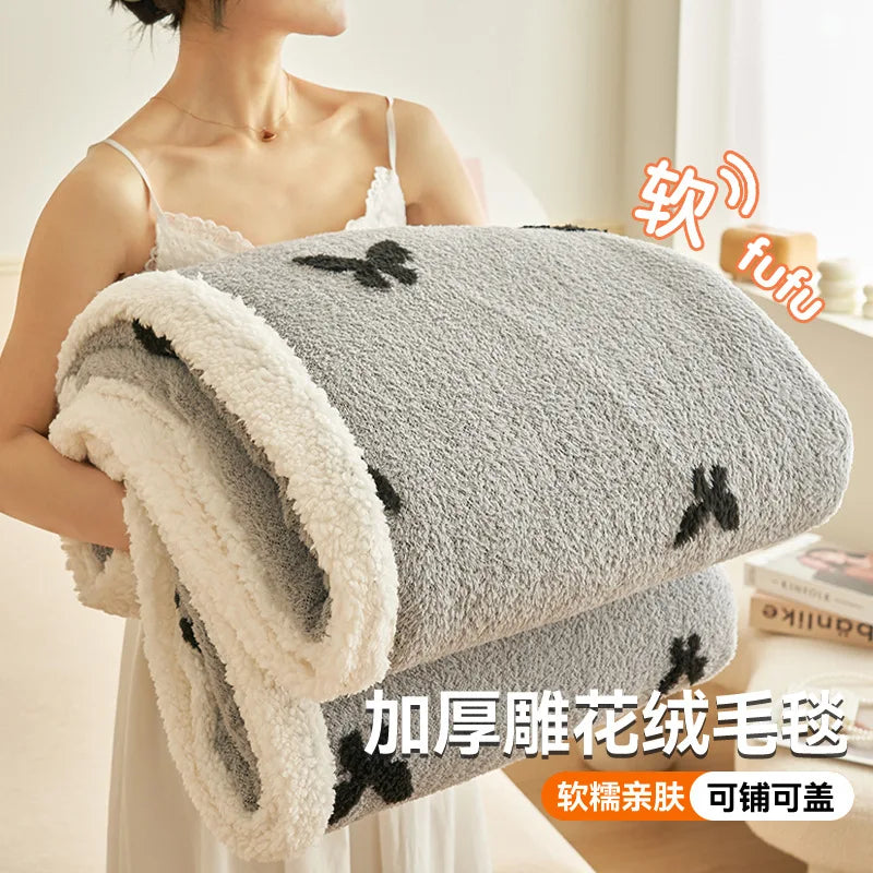 Afralia™ Winter Wool Blanket: Warm, Thick, Soft Bed Cover for Office, Sofa, or Home
