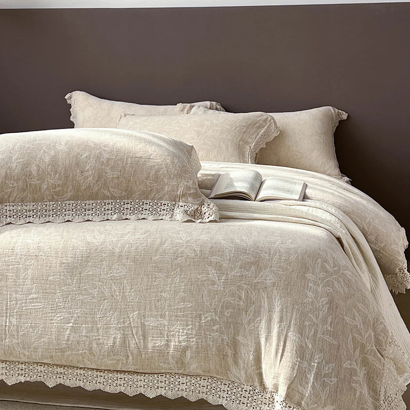 Afralia™ Lace Princess Jacquard Bedding Set - 4Pcs