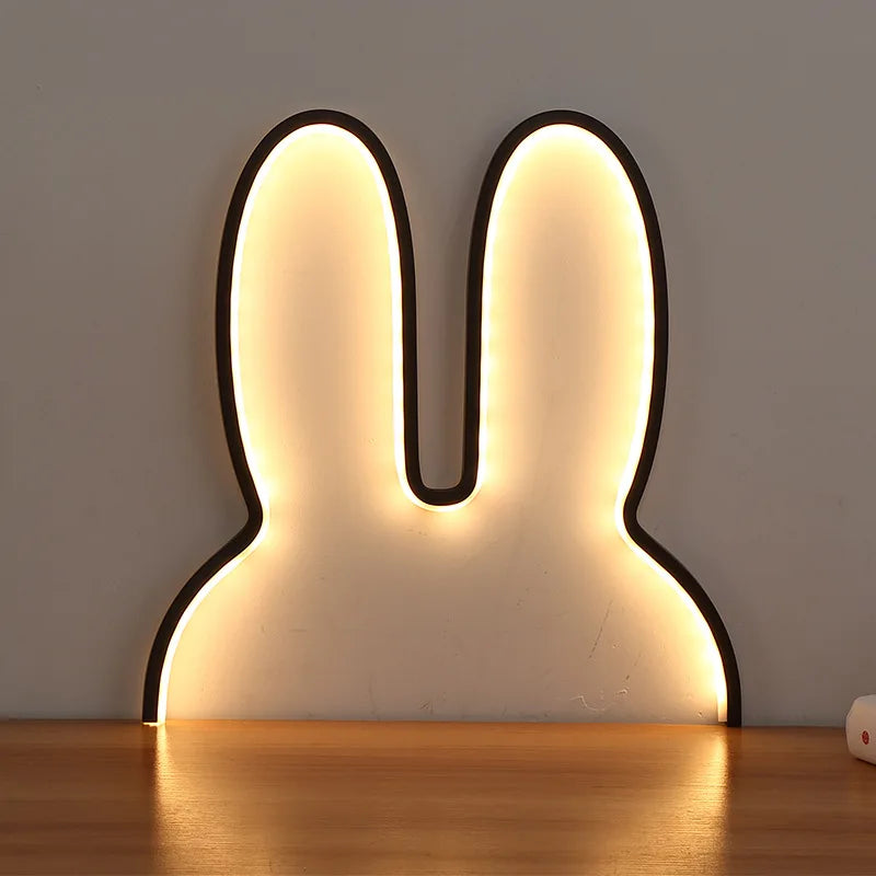 Afralia™ Rabbit LED Night Light - USB Powered Cute Desk Lamp for Children's Bedroom