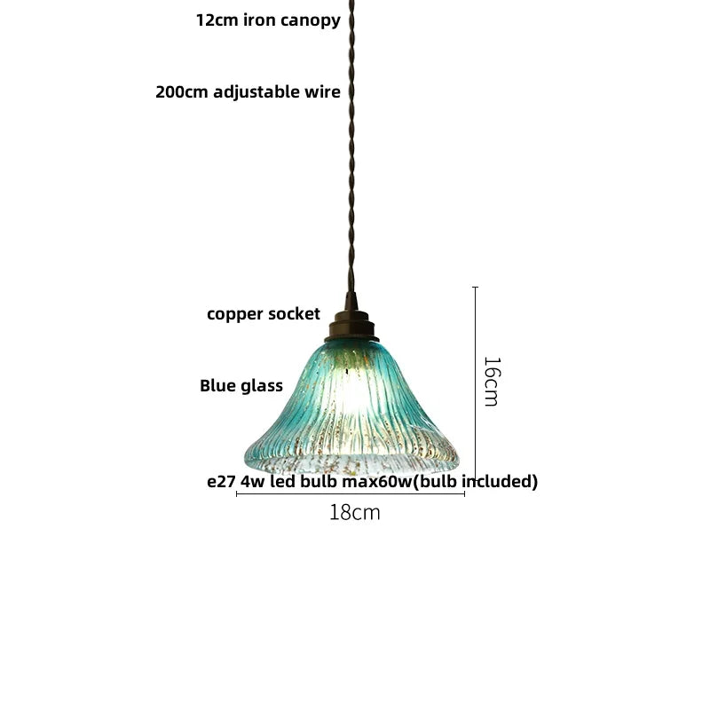 Afralia™ Blue Glass LED Pendant Lights Adjustable Hanging Lamp Luminaire