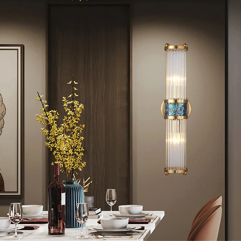 Afralia™ Seashell Crystal LED Dimmable Wall Light for Bedroom & Living Room