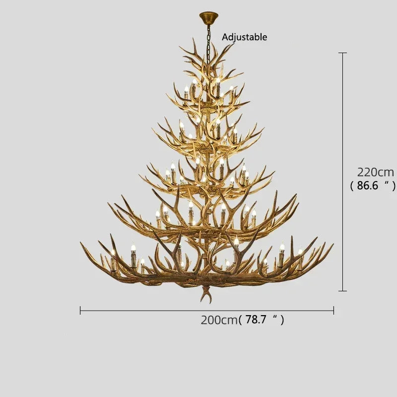 Afralia™ Antler Deer Chandelier: Rustic Resin Hanging Lamp for Living Room & Loft