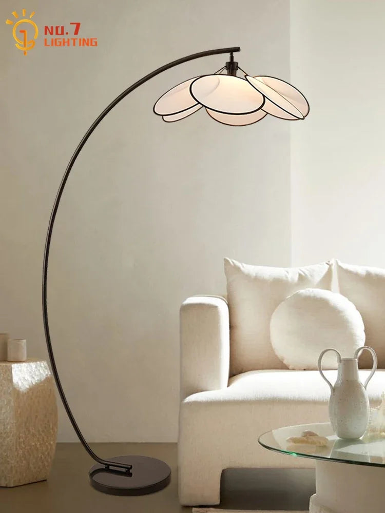 Afralia™ Wabi-sabi Rattan Weaving Petal Floor Lamp LED E27 for Living Room Villa