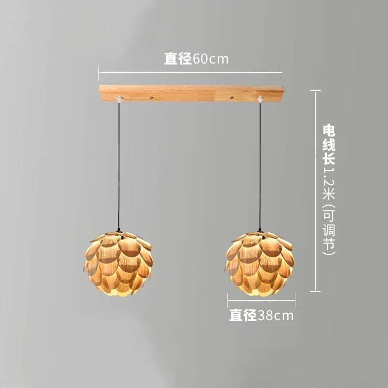 Afralia™ Pine Fruit Chandelier: Nordic Bamboo Wood Art Pendant Lamps for Dining Living Room Restaurant