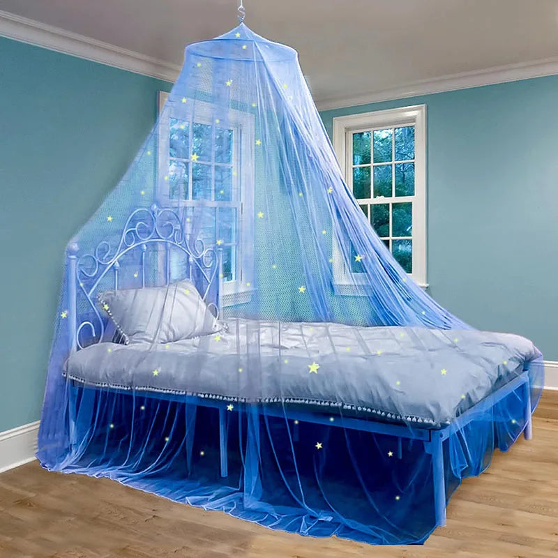 Afralia™ Mesh Mosquito Net with Luminous Stars, Single Door Suspended Bed Curtain