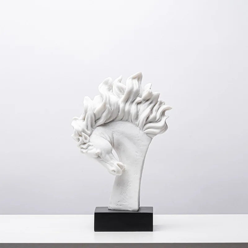 Afralia™ Horse Head Statue Resin Figurine Home Decor Sculpture