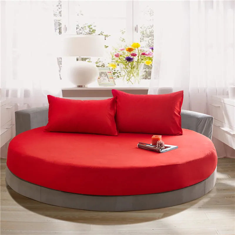 Afralia™ Cotton Round Fitted Bed Sheet Set with Pillowcases
