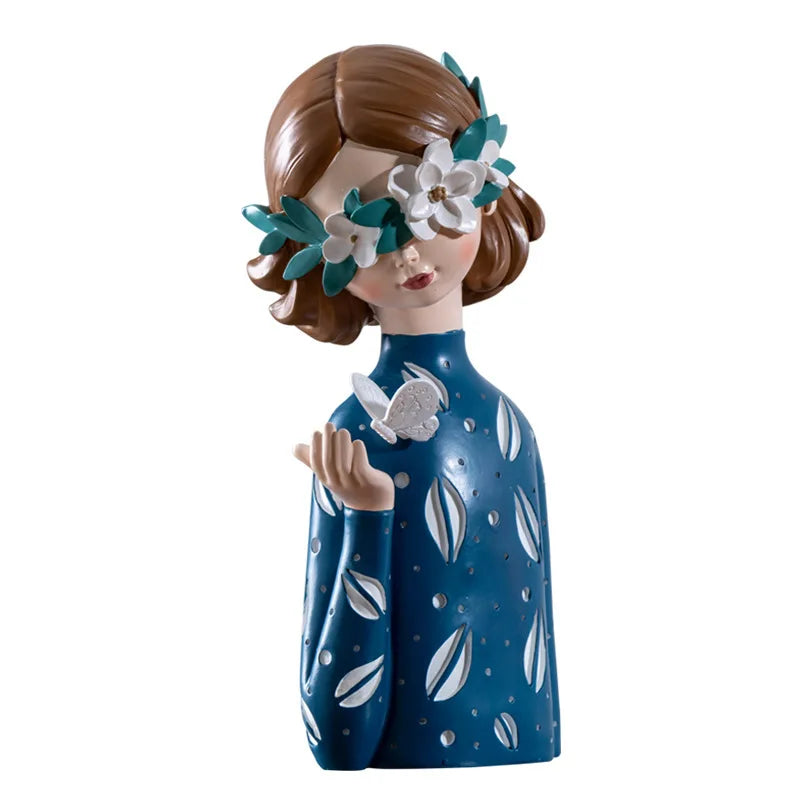 Afralia™ Nordic Cute Girl Resin Ornaments, Home Decor Crafts, Desk Figurines, Bookcase Gifts