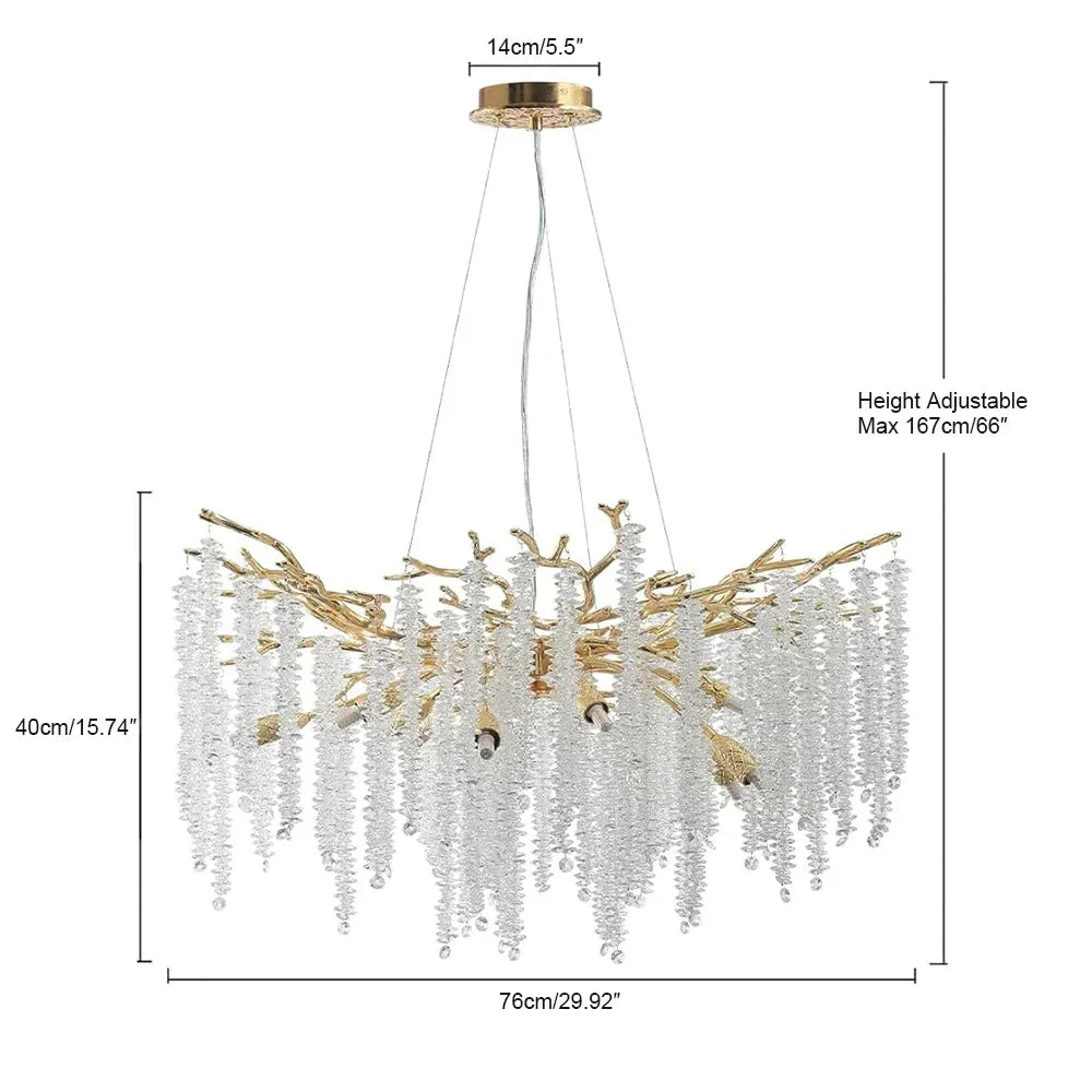 Afralia™ Gold Branch Crystal Chandelier for Bedroom Living Dining Room