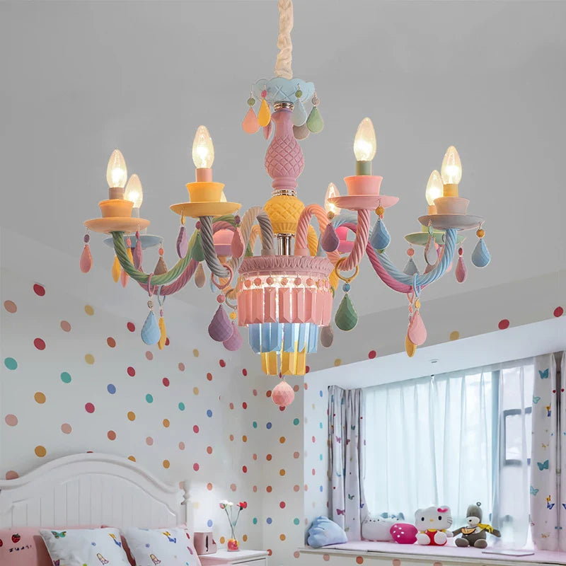 Afralia™ Crystal Chandelier Girl Baby Bedroom Lamp Nordic Princess Room Lighting