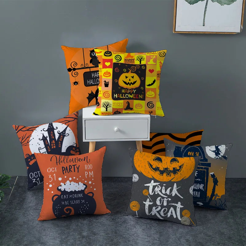 Afralia™ Pumpkin Stripe Halloween Pillowcase Home Decor - Polyester Cushion Cover for Sofa