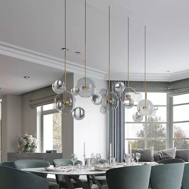 Afralia™ Nordic Mickey LED Glass Ball Pendant Light for Home Decor and Kitchen Lighting