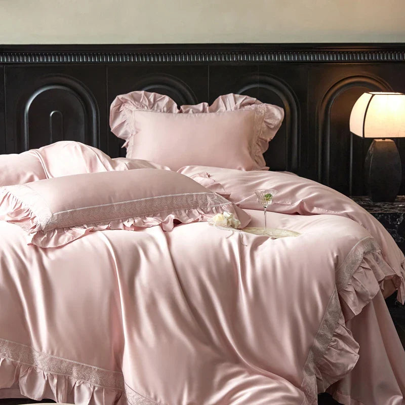 Afralia™ 1000TC Luxury Embroidery Ruffles Bedding Set with Soft Silky Feel