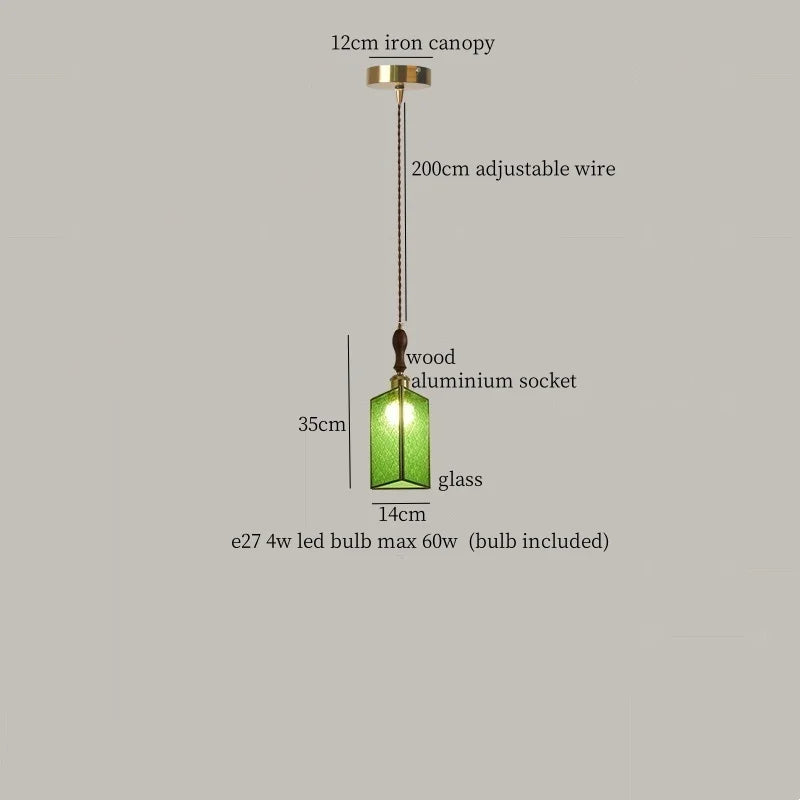 Afralia™ Tiffany Glass Pendant Light for Dining Room, LED Colorful Hanging Lampshade