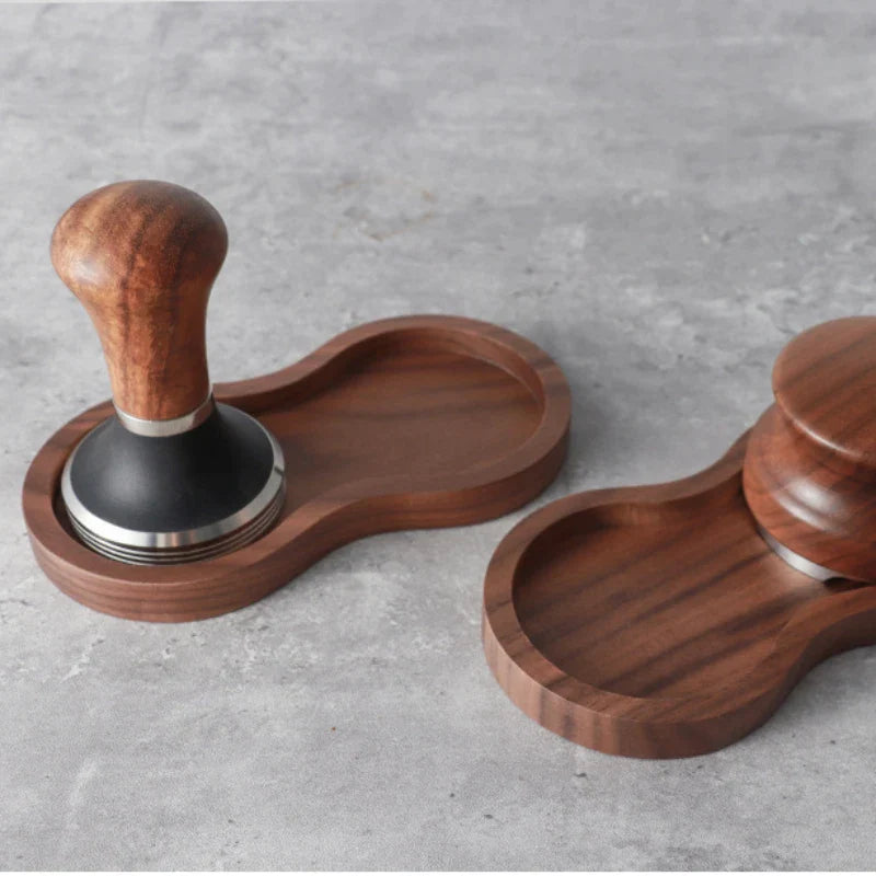Afralia™ Wooden Coffee Tamper Stand Tamping Mat Holder Base Barista Cafe Accessories