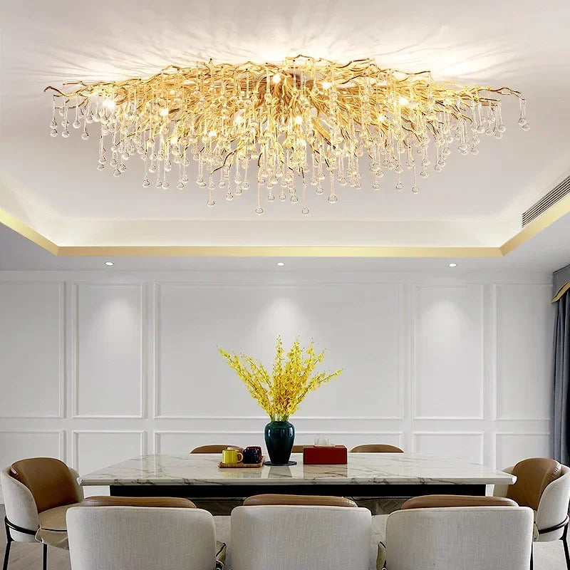 Afralia™ Luxury Crystal LED Chandelier: Modern Nordic Gold/Silver Ceiling Lamp for Home Decor