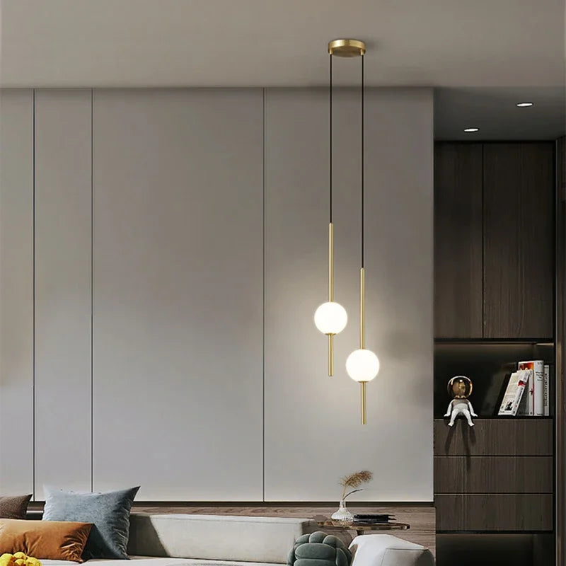 Afralia™ Gold Pendant Light, Modern 1-Light Ceiling Fixture for Bedroom and Living Room