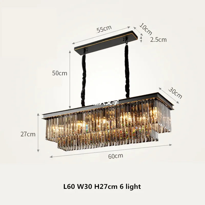 Afralia™ Gold Black Metal Crystal Pendant Lights Chain Hanging LED Suspension Lamp Fixtures