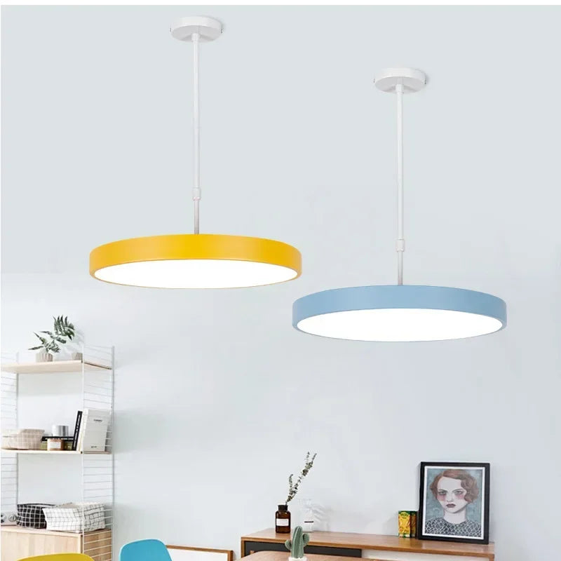 Afralia™ Modern LED Pendant Light - Macaron Circular Chandelier