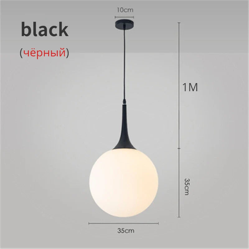 Afralia™ Nordic Glass Ball Pendant Lights LED Chandelier for Living Room & Restaurant