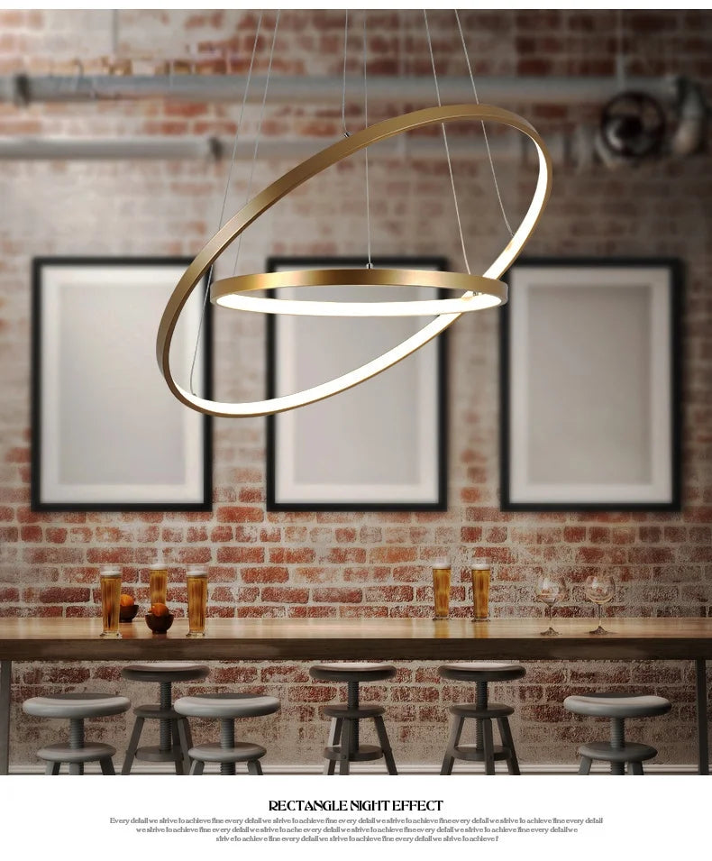 Afralia™ Circle Rings LED Pendant Lamp, Modern Fashion Light for Living Room & Dining Room
