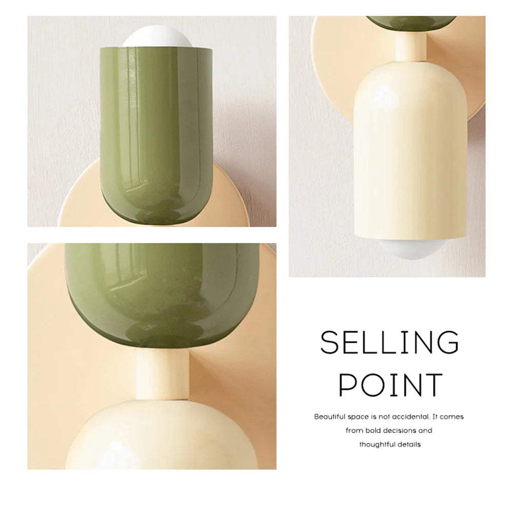 Afralia™ Macaron LED Wall Lamp for Kids Room Decor & Minimalist Living Room Lighting