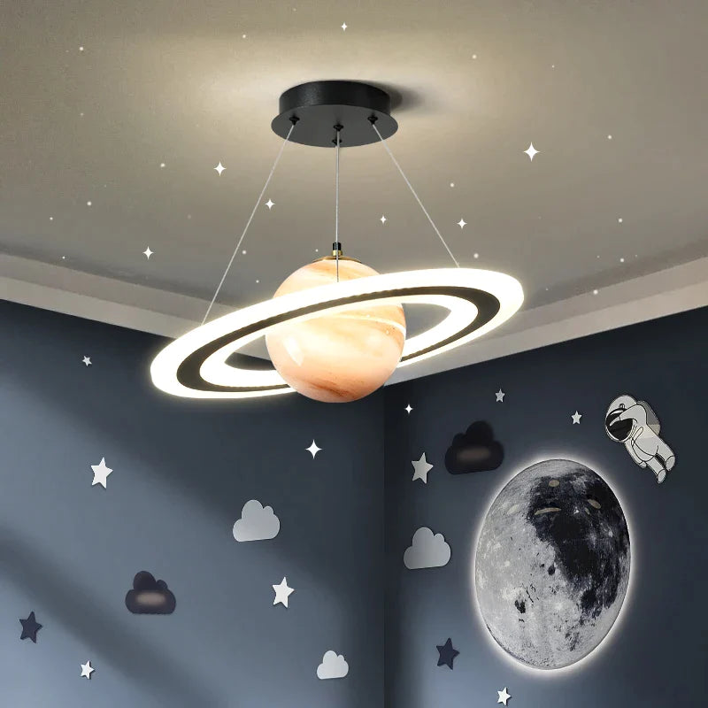 Afralia™ LED Acrylic Planet Pendant Light: Children Room Star Chandeliers for Living Room Bedroom