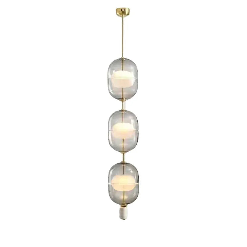 Afralia™ Clear Gray Amber Glass Pendant Light with Marble Gold Metal Finish