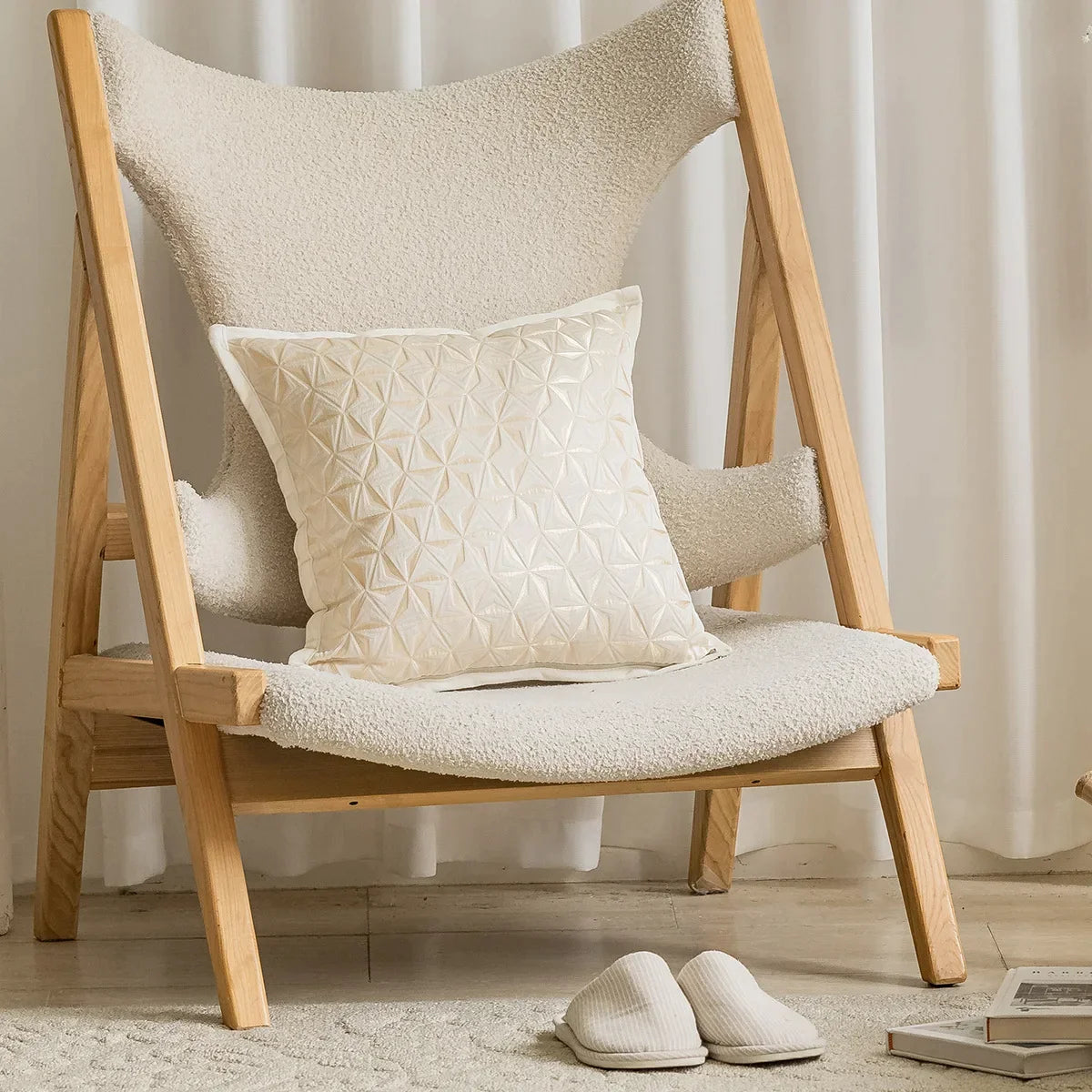 Afralia™ Geometric Lines Embroidered Cushion Cover - Light Luxury Home Decor