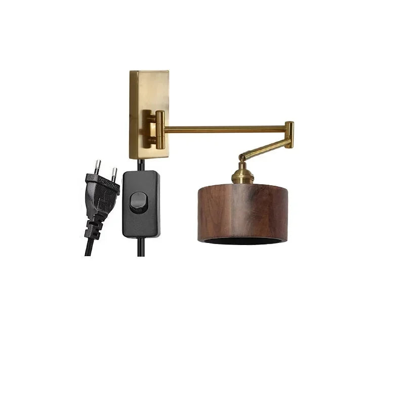 Afralia™ Wooden Wall Sconce LED Light - Modern Bedroom Beside Lamp - Left Right Rotate UP Down.