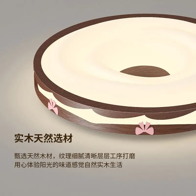 Afralia™ Cream Wind Walnut Round Master Bedroom Lamp Warm Retro Hanging Ball Ceiling