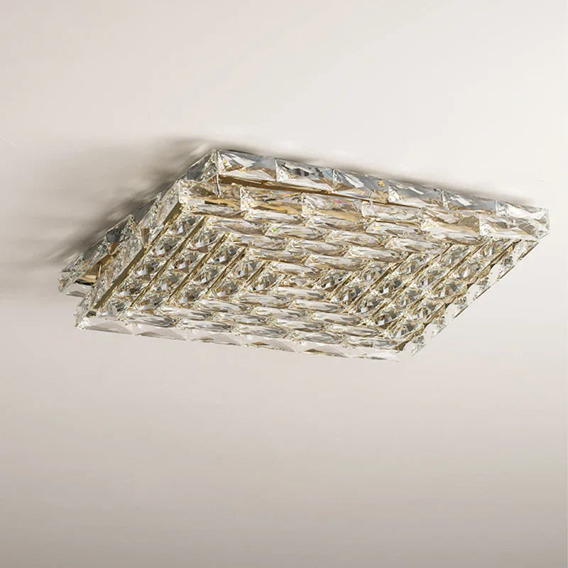 Afralia™ Crystal Square Ceiling Light: Elegant Indoor LED Lighting Fixture for Living Room, Bedroom & Corridor