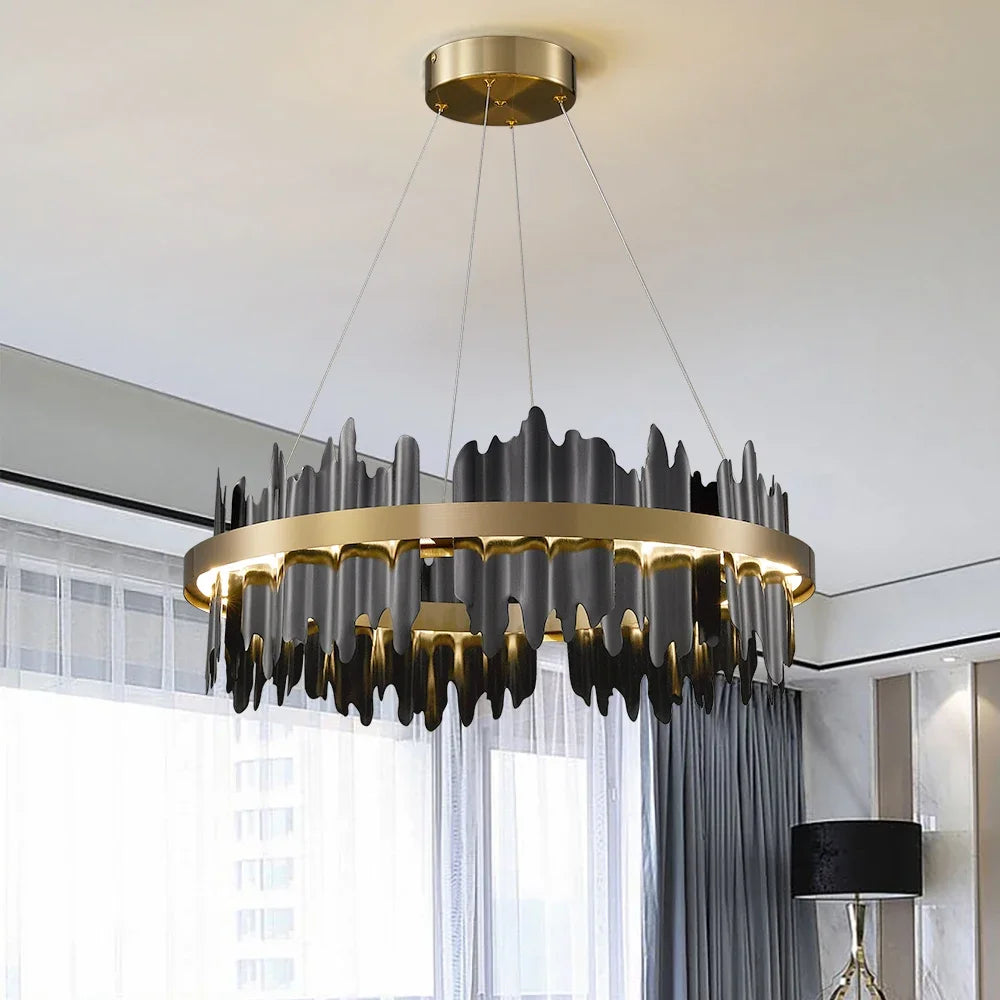 Afralia™ Modern Circle Pendant Chandelier Luxury Home Decor LED Dimmable Light Fixtures