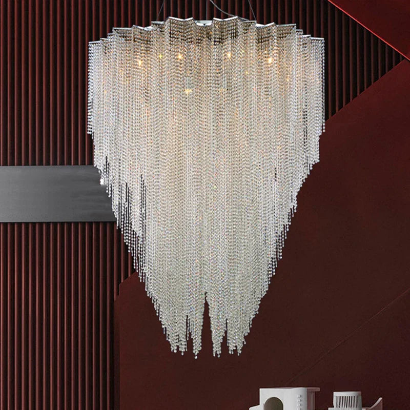 Afralia™ Crystal Tassel Pendant Light: Italian Postmodern Luxury for Bedroom & Restaurant