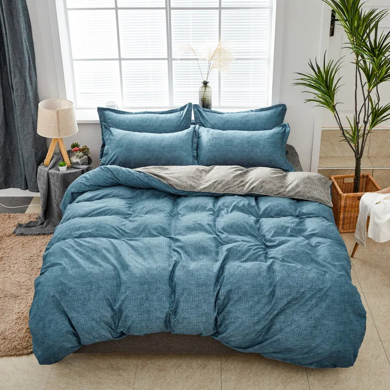 Afralia™ Soft Large Stripe Bedding Set: Brushed Duvet, Sheet, Pillowcases in Nordic Style