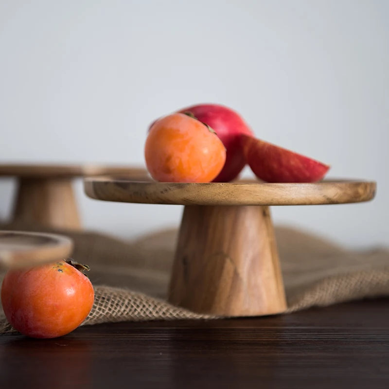 Afralia™ Elevated Wooden Cake Plate | Stylish and Functional Food Serving Trays