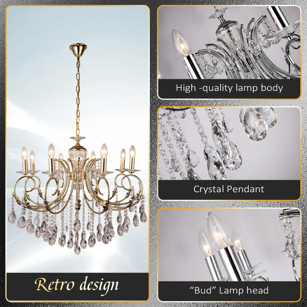 Afralia™ Crystal Chandelier Gold Chrom Nordic LED Luxury Lighting