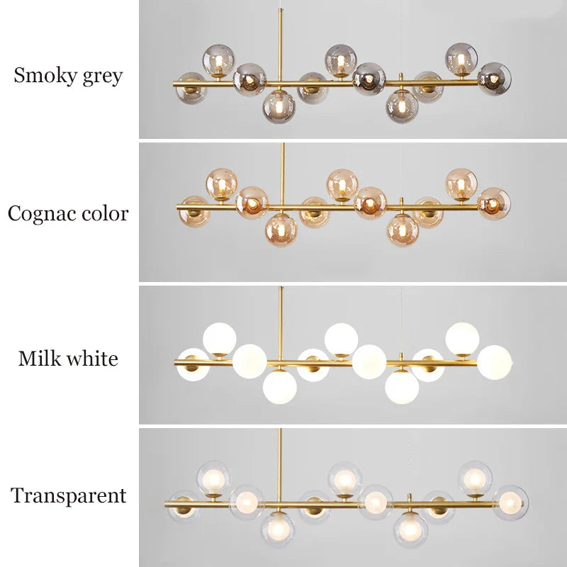 Nordic Glass Chandelier LED Ceiling Light for Creative Living Room and Dining Table by Afralia™