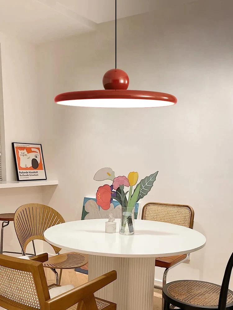 Afralia™ Colorful Metal LED Round Pendant Lights for Kitchen and Living Room