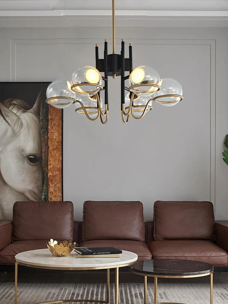 Afralia™ Modern Black Gold Glass Pendant Light Dimmable Luxury Minimalist Foyer Decor