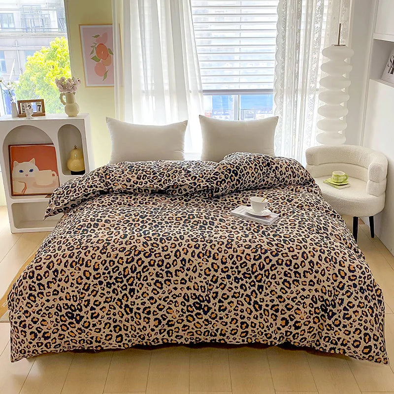Afralia™ Leopard Print Soft Bedding Set Duvet Cover Kit - High Quality, Skin Friendly, Comfortable