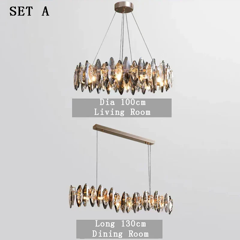 Afralia™ Kristal 2024 Chandelier LED Light for Dining and Living Room Decor