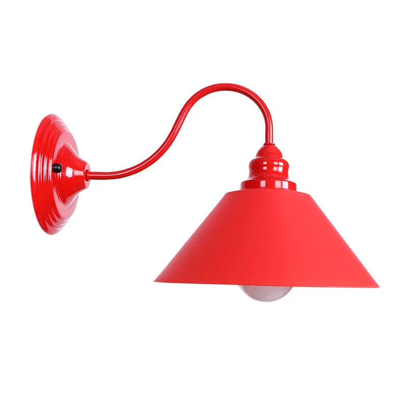 Afralia™ Red LED Iron Wall Lights - Industrial Vintage Bedroom Lamp