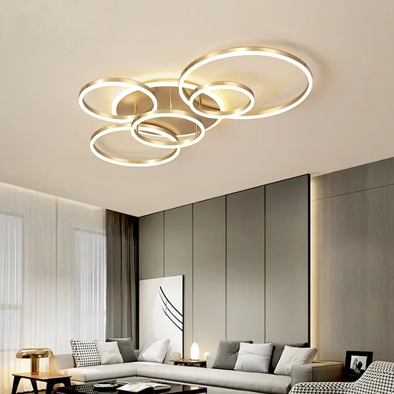 Afralia™ Nordic Ring Dimmable LED Ceiling Chandelier for Home Design Lighting