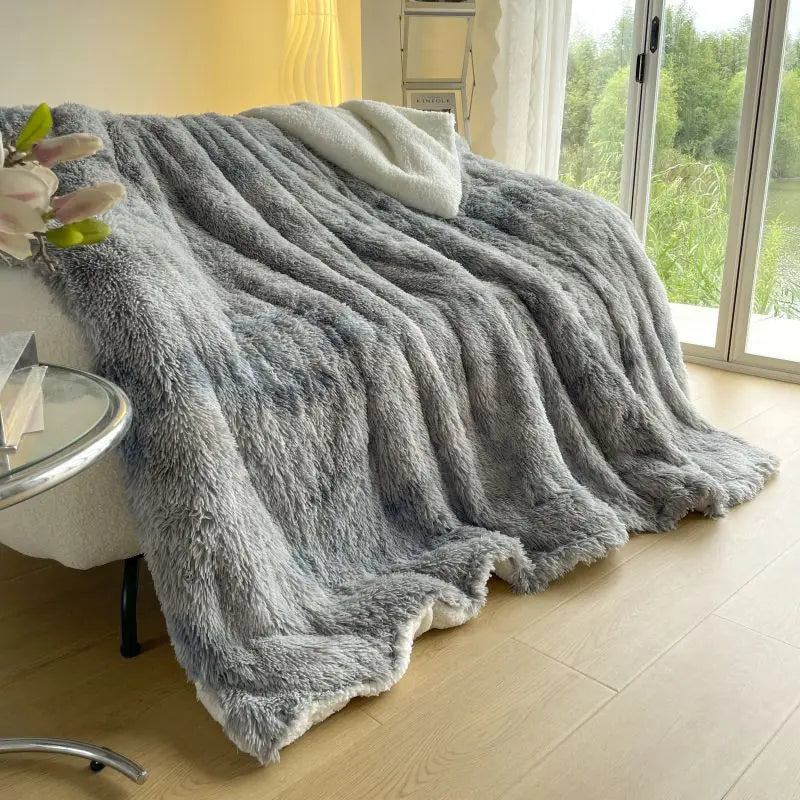 Afralia™ Shaggy Mink Berber Fleece Patchwork Blanket - Cozy Vintage Style for Winter Warmth